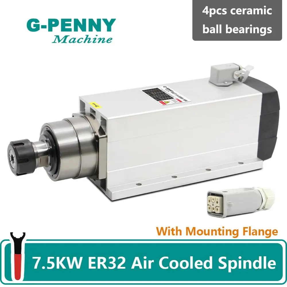 

7.5KW ER32 220V 380V CNC Wood working spindle motor Air Cooled Spindle 300Hz 18000rpm air cooling for engraving milling machine