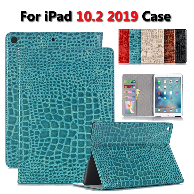 Крокодил Coque для iPad 7 10 2 2019 чехол A2200 A2233 A2198 и отделением карт из искусственной кожи