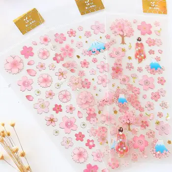 

240pcs Sakura Flowers Gilding Decorative Stickers Adhesive Stickers DIY Decoration Diary Stationery Stickers Children Gift