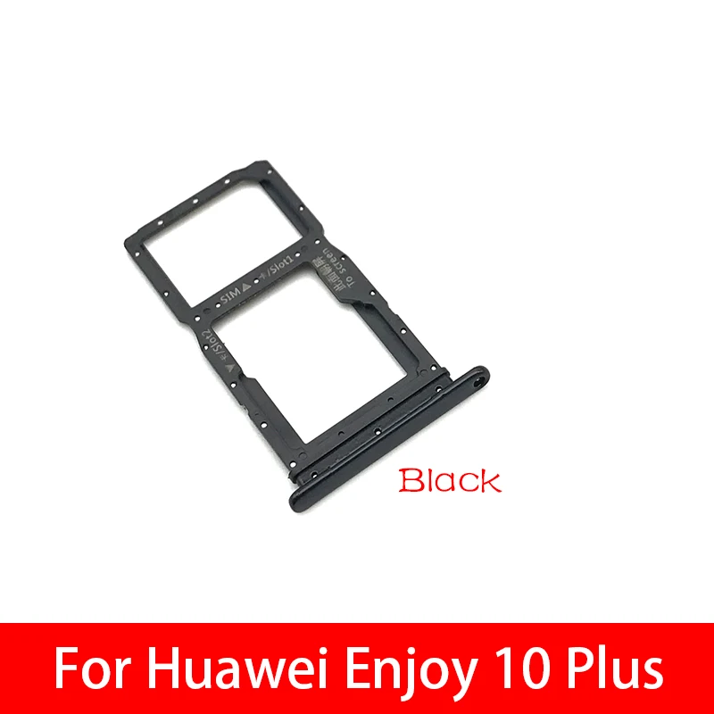Black Адаптер держателя слота для huawei Enjoy 10 plus SIM карты лоток аксессуары - Цвет: Black