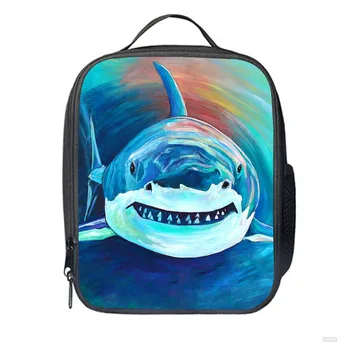 

Fashion new Kids Lunch bag Shark Cartoon Pattern Students Storage Box Children's School Meal package Kids Lunch Box Tote
