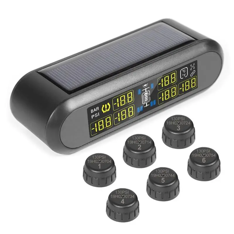 Солнечный грузовик TPMS монитор давления в шинах Temp сигнализация с 6 внешними датчиками экономия топлива и обеспечение безопасности вождения