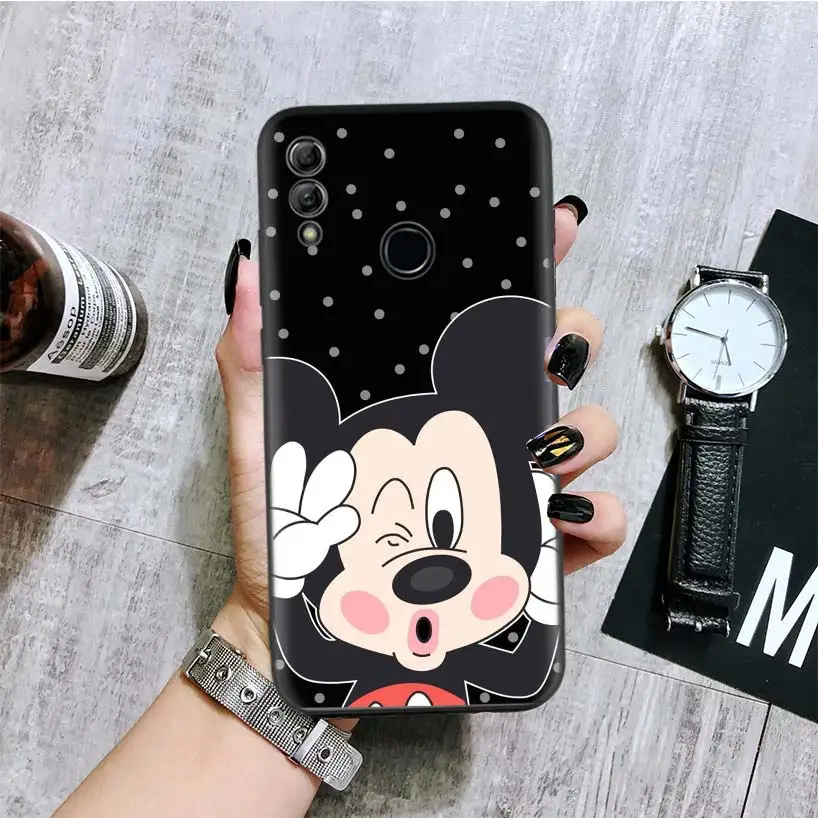 Минни Мышь черная крышка чехол для телефона для huawei Y9 Y5 Y6 Y7 Honor 10 9 Lite 9X8X8 S 8A фотоаппаратов моментальной печати 7S 7A 10i 20i V20 Coque Капа