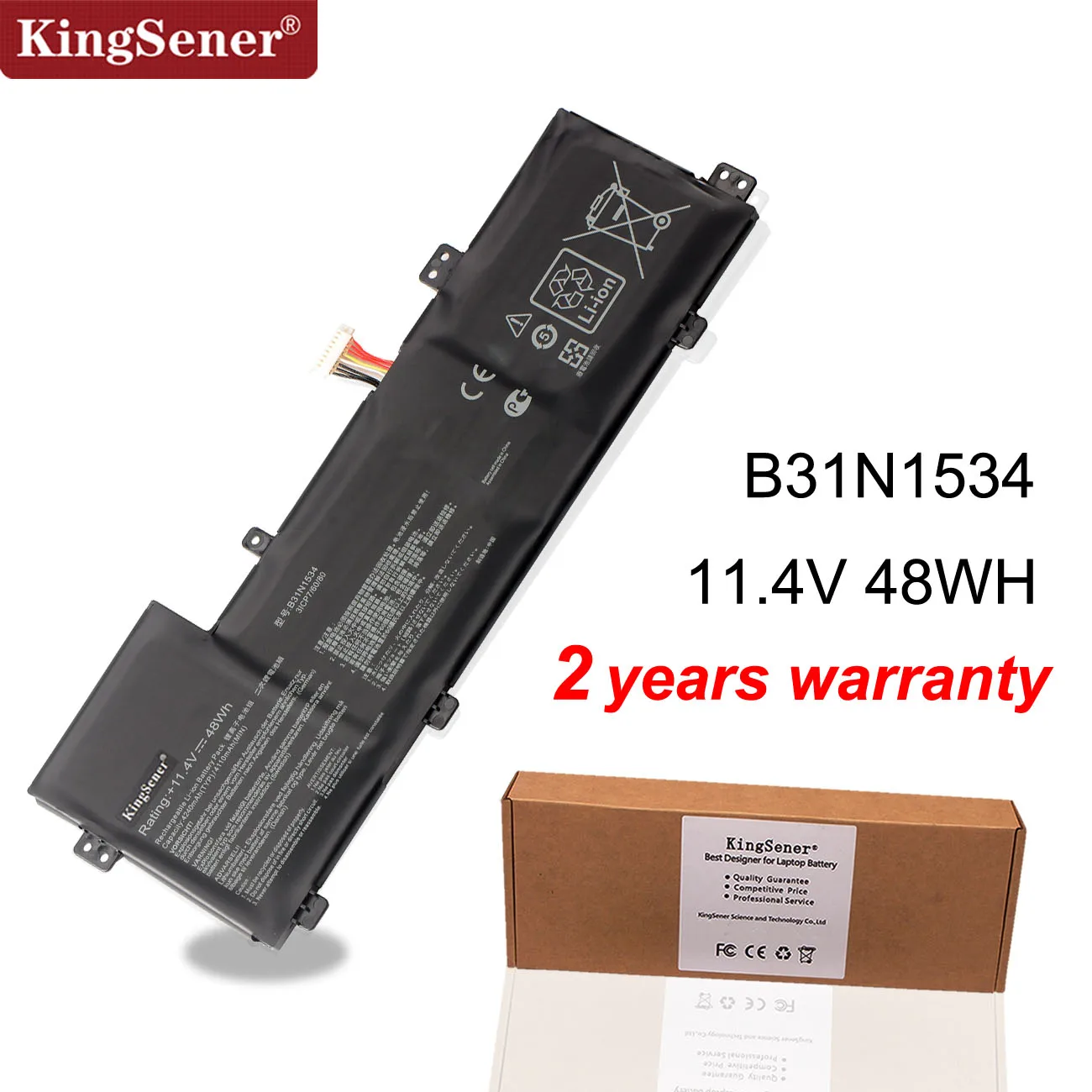 KingSener B31N1534 Аккумулятор для ноутбука Asus Zenbook UX510 UX510UW UX510UX серии 3ICP7/60/80 0B200-02030000 11,4 V 48WH