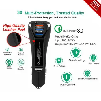 

QC 3.0 Chicken Leg Second Generation Fast Charge 3.0 USB Car Universal Phone Quick Charge Dual Port Auto Charger 12-24V 2 Colors
