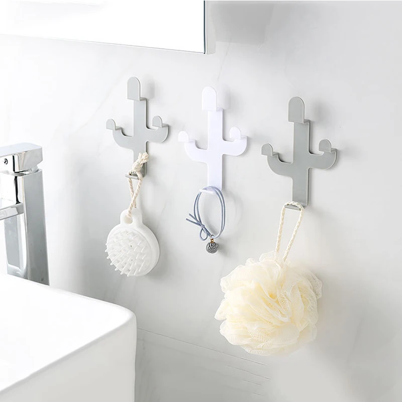 

1pcs Cactus Shaped Hooks Wall Door Towel Bag Key Hanger Seamless Adhesive Hook Wall Hanging Clothes Bathroom Gadget