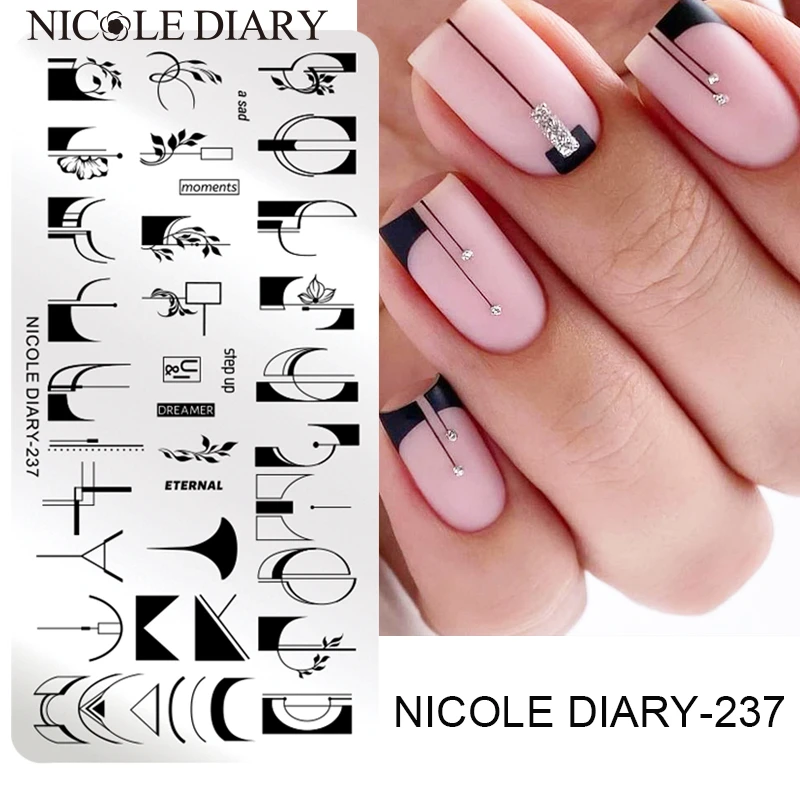 Nicole Diary ネイルスタンププレート フレンチライン フラワーストライプ ネイルシート プリント型 マニキュアステンシル 装飾 Nail Art Templates Aliexpress