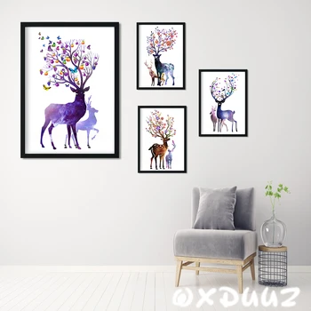 

Home wall art decoration watercolor animal elk european style decoration decorative painting poster canvas painting o963