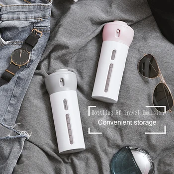 

Travel Dispenser Shampoo Lotion Shower Gel Soap Bottle Accessories 4 in 1 Empty Sub-bottle Press Container Refillable Bottle
