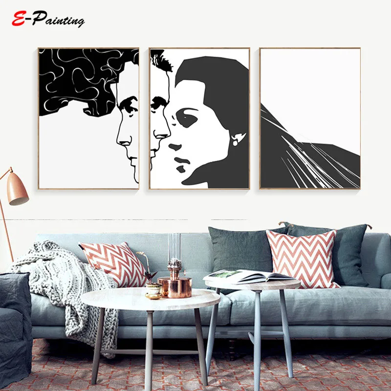 Modern Abstract Canvas Painting Black and White Simple Line Prints Gallery Wall Art Living Room Decoration Poster Home Decor | Дом и сад