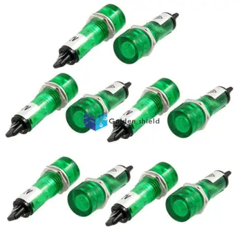 

10 Pcs 2 Terminals Recessed Green Pilot Light Signal Indicator Lamp DC 12V