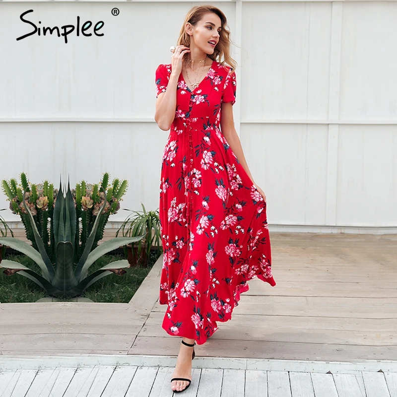 Simplee Boho шикарное летнее платье макси женское эластичное повседневное пляжное