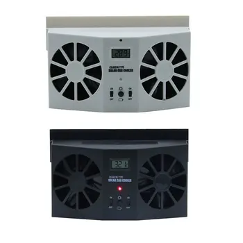 

Solar Car Ventilation Fan / Double Air Outlet Car Exhaust Fan / Solar Car Desuperheater R-8032 Black and White Pedestal AC CE