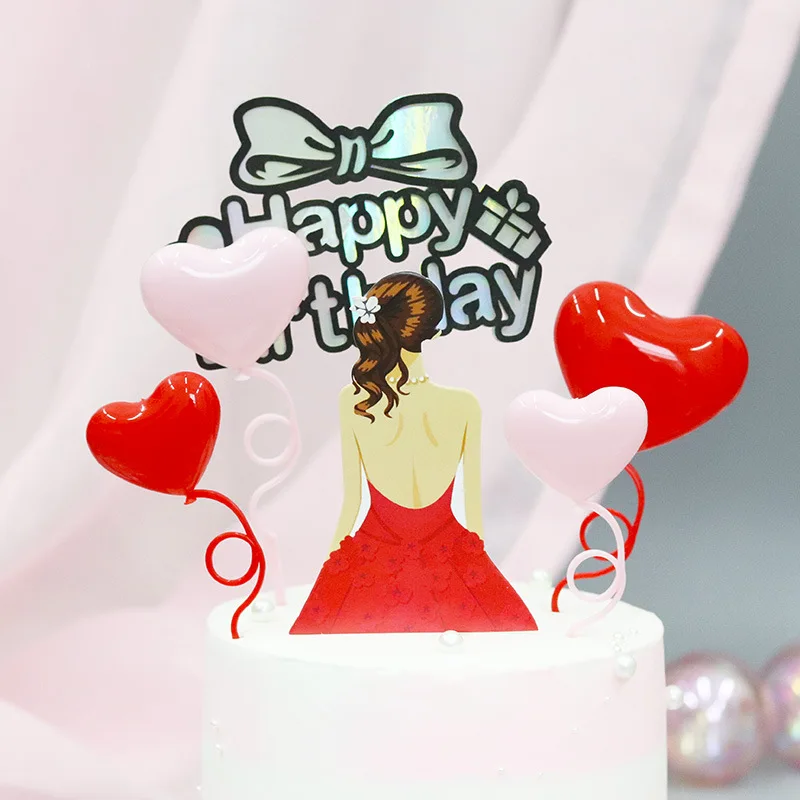 4 шт./лот Романтическая любовь сердце в форме влюбленных торт Топпер День Святого Валентина Тема Свадьба юбилей торт украшения вечерние принадлежности