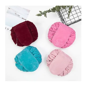 

The New Trend of Simple Solid Color Velvet Three Generations of Lazy Drawstring Bag Korean Travel Storage Cosmetic Bag