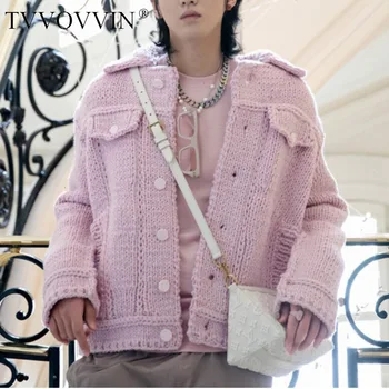 

TVVOVVIN Solid Pink Colour Sweater Loose Coat 2019 Easy Lazy style Knitting Fresh And Sweet Jacket for girl L434