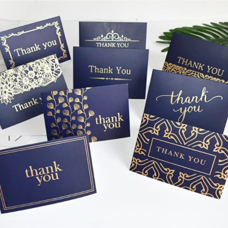 Благодарственные заметки темно-синий и золотой-пустые открытки с конвертами 9 карт