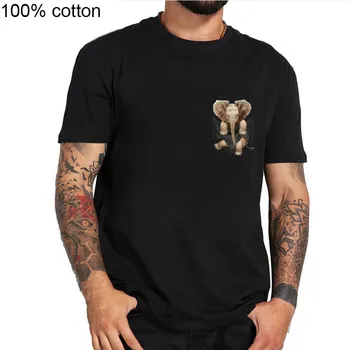 

2020 Cute Baby Elephant Inside Pocket T Shirts Black Cotton Men XS-6XL US Supplier Men Women Unisex Fashion tshirt Free Shipping