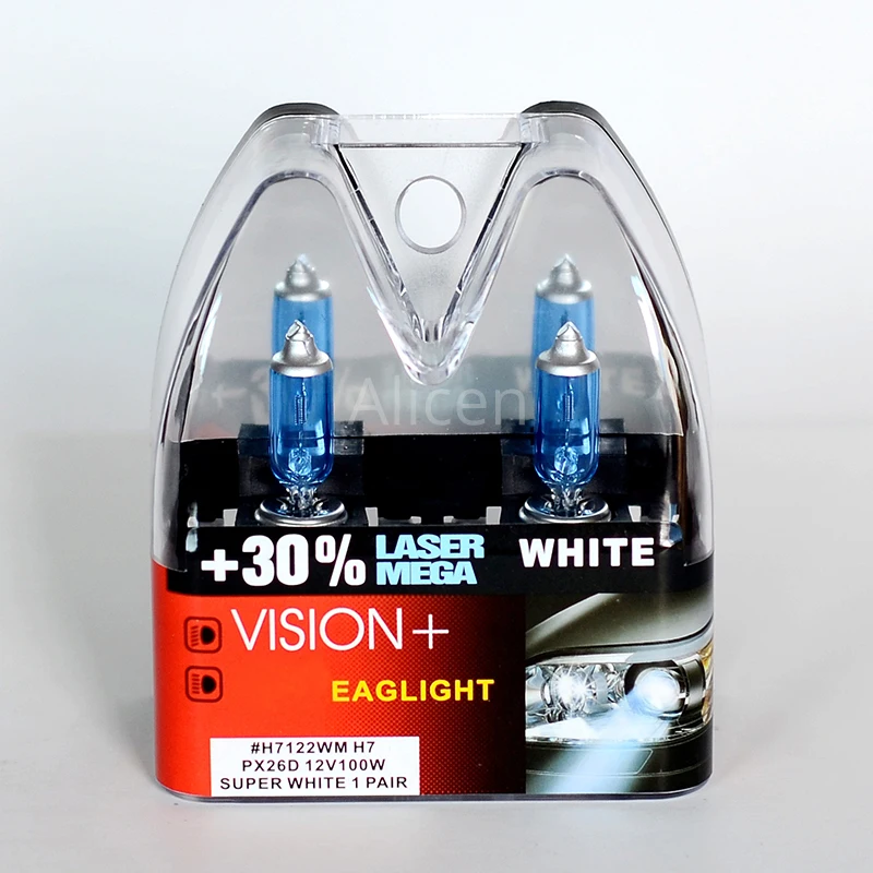 100 Вт 12 в супер-лампы белого цвета H7 Racing Vision+ 30% больше яркости авто фары Hi/lo луч галогенная лампа ралли Производительность Пара