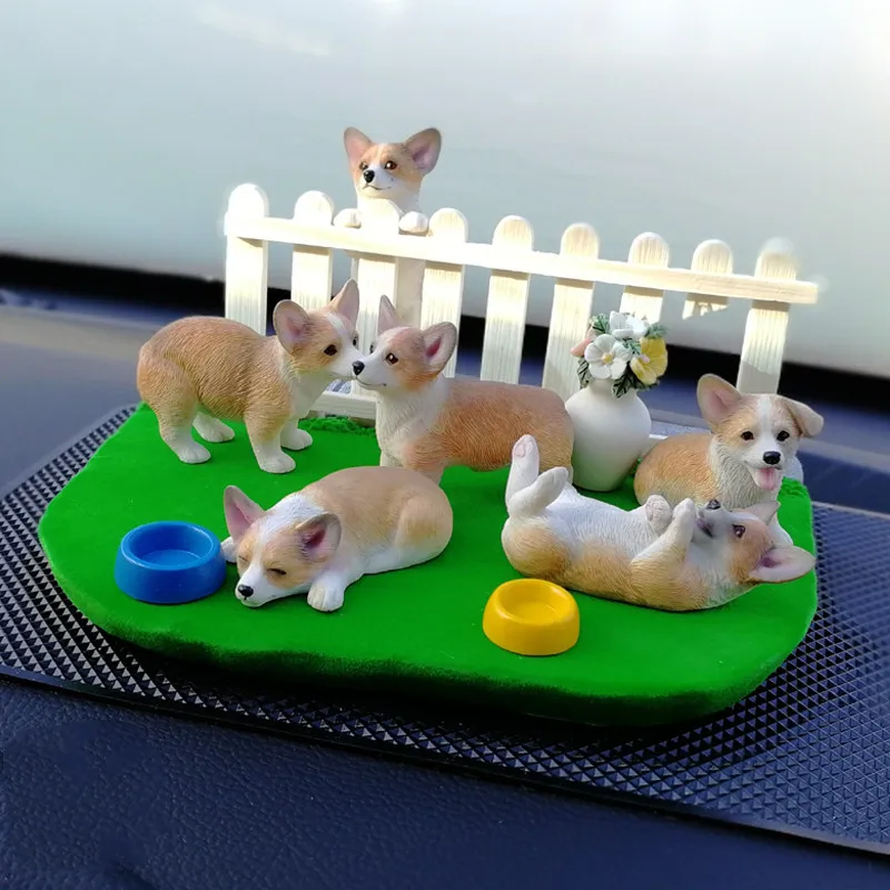 

Lovely Mini Animal Resin Model Action Figure Decoration Simulation Corgi Dog Pet Figurines Toys Christmas Kids Gift Doll