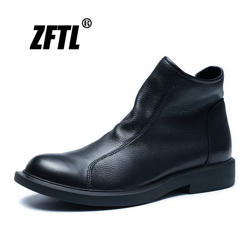 ZFTL NEW men's Martins boots male Genuine Leather handmade casual shoes men's High-top Soft bottom business men ankle boots 167 1