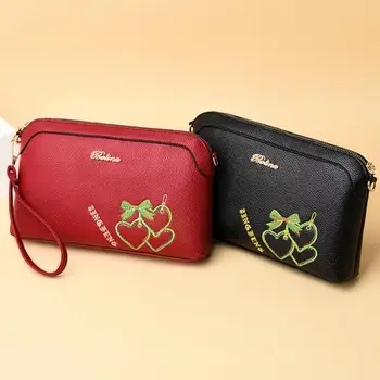 

New Fashion Handbags Classic Delicate Women Leather Shoulder Crossbody Bags Embroidery Bow Love Handbag Travel Clutch