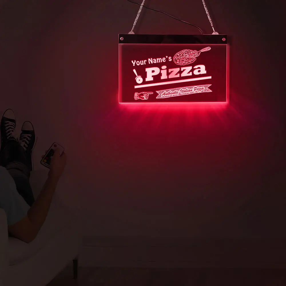 Аутентичный итальянский магазин пиццы светодиодный акриловая табличка на заказ имя освещение Декор настенное искусство Персонализированная Pizzeria неоновая настенная лампа