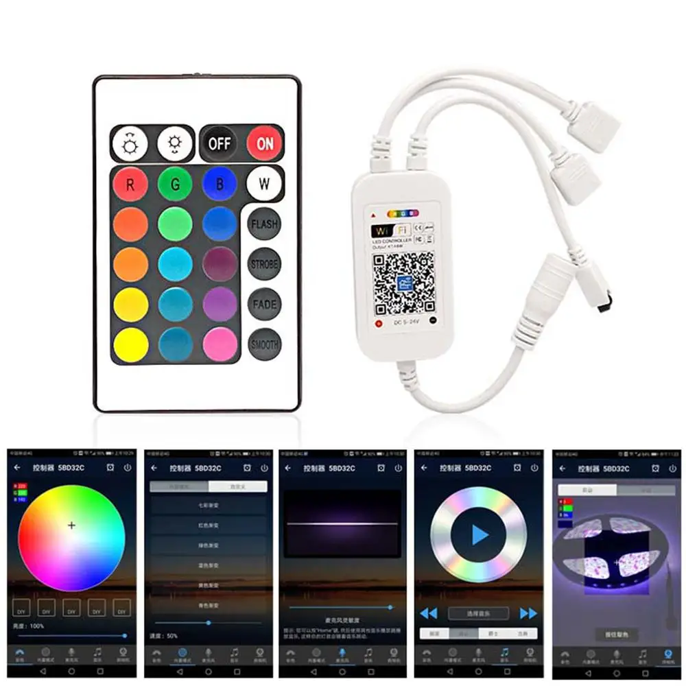 Wifi RGB контроллер DC 5 24V Мини 24 клавиши музыкальный светильник полосы для LED