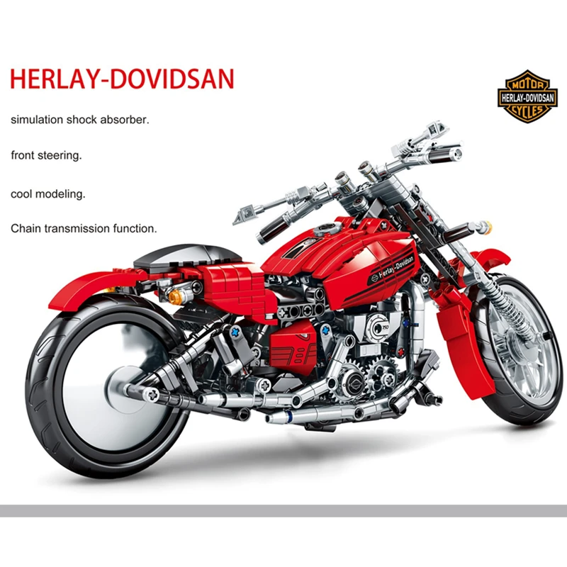 Серия Technic Creator Expert Davidson, мотоциклетные строительные блоки, наборы, кирпичи, Классическая мото модель, детские игрушки для детей