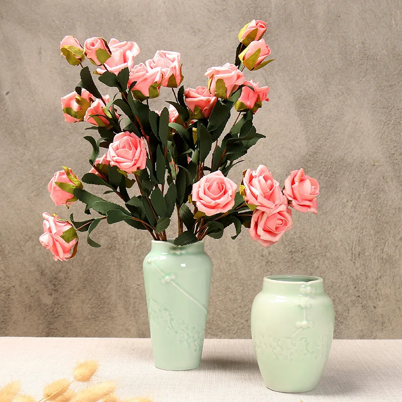 Dehua китайский Ретро Ностальгический Celadon ручная роспись небольшая ваза керамический цветок стебель цветка Цветочная композиция Современная