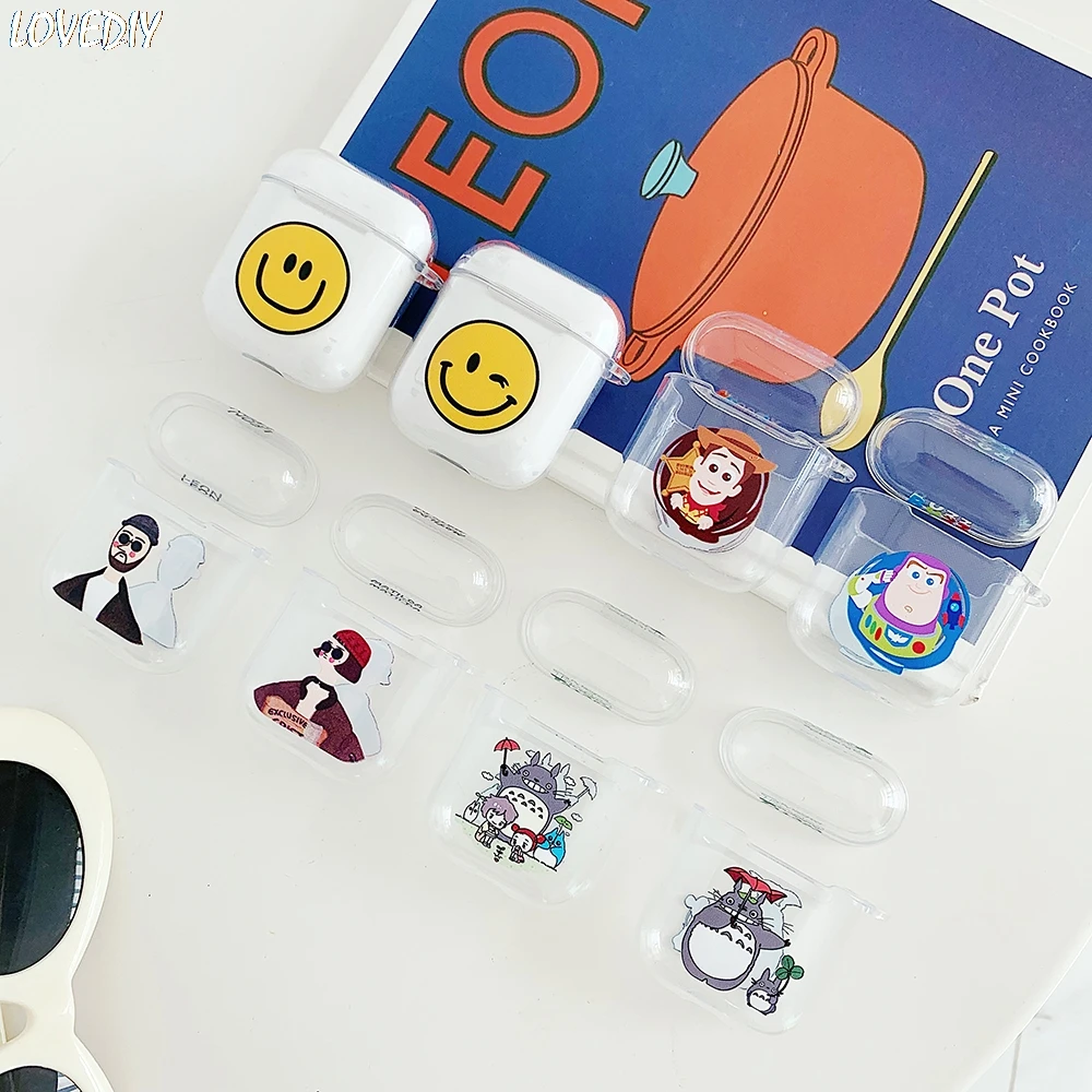 

Cartoon toy story woody buzz for iphone Wireless Bluetooth Silicone Earphone For AirPods 1 2 Charging Headphones Totoro smile