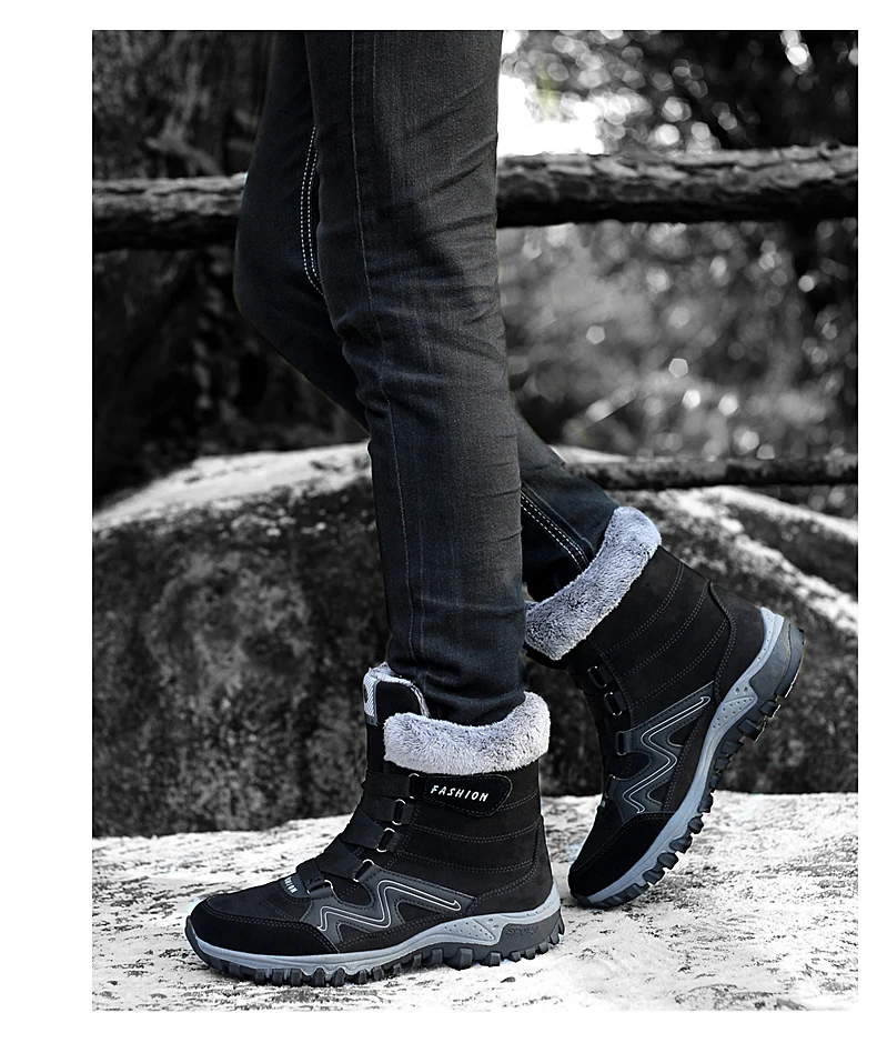 Новые мужские ботинки зимние с плюшем водонепроницаемые женские зимние ботинки мужские меховые теплые повседневные ботильоны Рабочая безопасная резиновая обувь