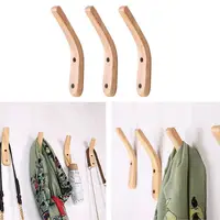 1pc Natural Wood Clothes Hanger Wall Mounted Coat Hook Decorative Key Holder Hat Scarf Handbag Storage Hanger Bathroom Rack 1