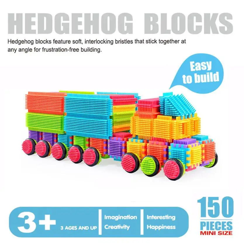 

150pcs Bristle Shape 3D Building Blocks Tiles Construction Playboards Intelligent Assembly Educational Toys for Children Play