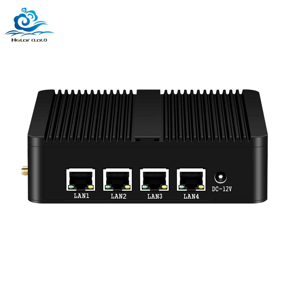 Безвентиляторный мини-ПК pFsense Windows Celeron J1900 Четырехъядерный 4 гигабитный сетевой маршрутизатор 4 * RJ45 Wifi промышленный мини-компьютер