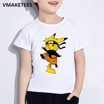 

Kids Summer Girls & Boys T shirt Children Sage Mode Naruto Pikachu Cartoon Print T-shirt Anime Funny Baby Clothes