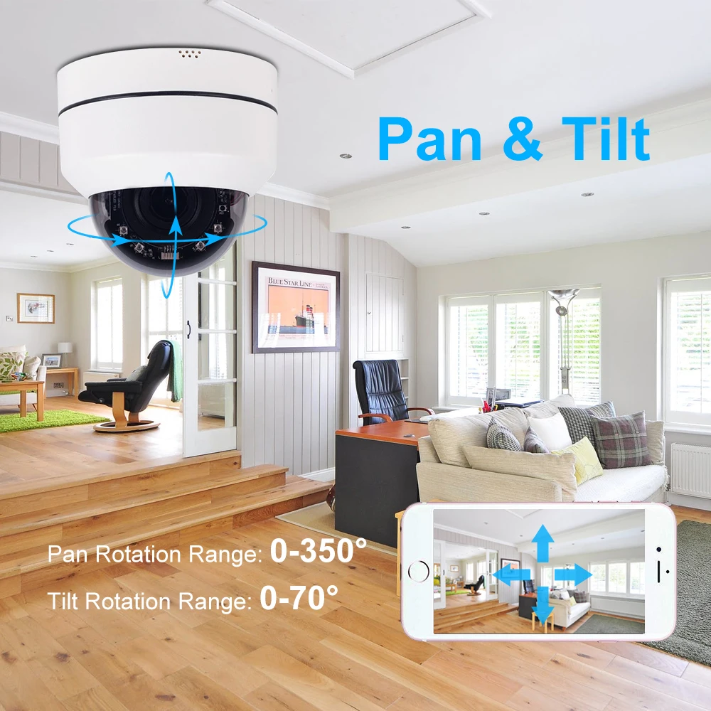  2MP Mini Dome WiFi PTZ IP Camera Indoor 1080P Wireless 4X Optical Zoom Home Security Cameras Two-Wa