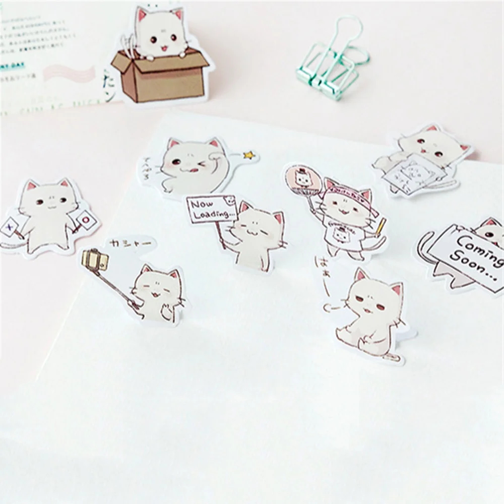 45pcs Cute Cartoon Cat Washi Stickers Kawaii Stationery DIY ...