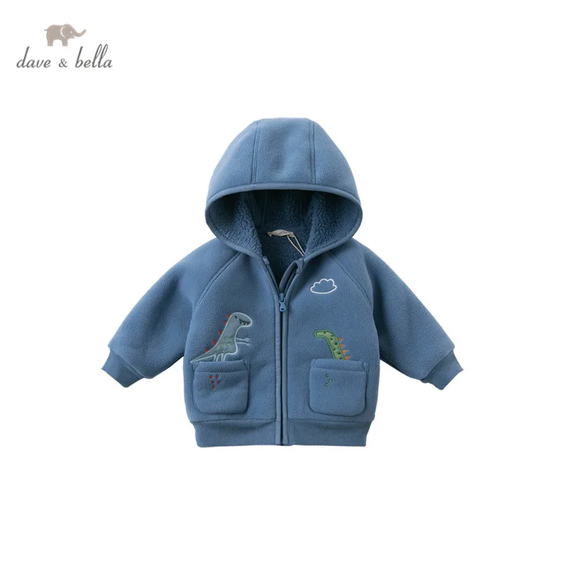 

DBW15109 dave bella winter baby boys fashion zipper pockets cartoon hooded coat children casual tops infant toddler outerwear