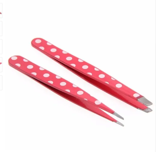 2 шт./компл. 7,5/8,0 см Pro Red Dots из нержавеющей стали для удаления волос пинцет для бровей Зажимы для бровей принадлежности для макияжа - Цвет: Белый