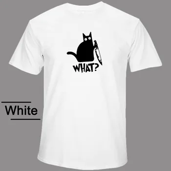 

Funny T-shirts Knife Novelty What Cat Man T-shirt Casual Streetwear Short Sleeve O-neck Fashion Mens Tee Homme Summer Shirt Men