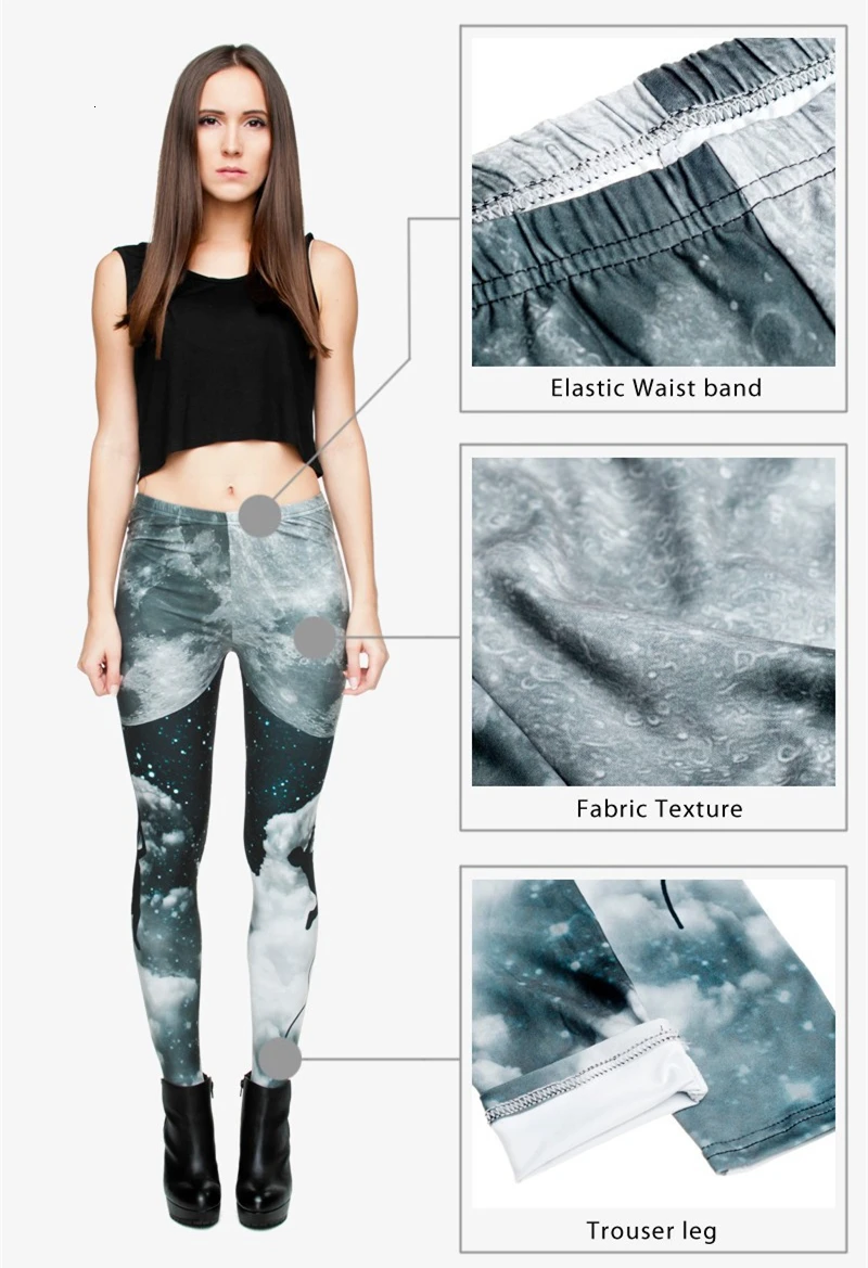 Брендовые леггинсы с 3D принтом «Ночь Луны», женские леггинсы в стиле панк, эластичные брюки, повседневные штаны, леггинсы