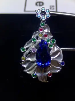 

Fine Jewelry Tanzania Origin Real 18K White Gold 100% Natural Blue Tanzanite Gemstones 3.8ct Diamonds Fine Chic Pendant Necklace