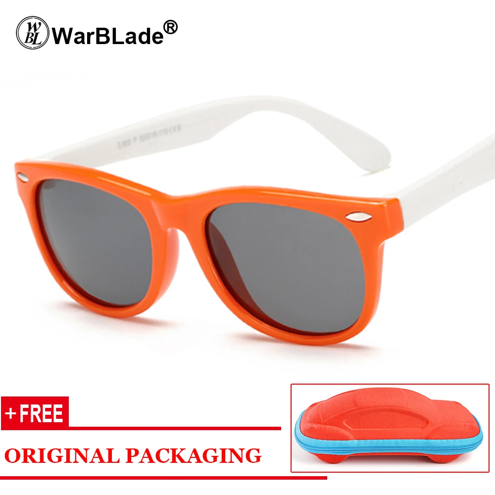 orange white WarBLade поляризованные солнцезащитные очки для безопасности ребенка с покрытием TR90 гибкие очки детские UV400 очки для мальчиков и девочек oculos с чехлом - Цвет линз: orange white
