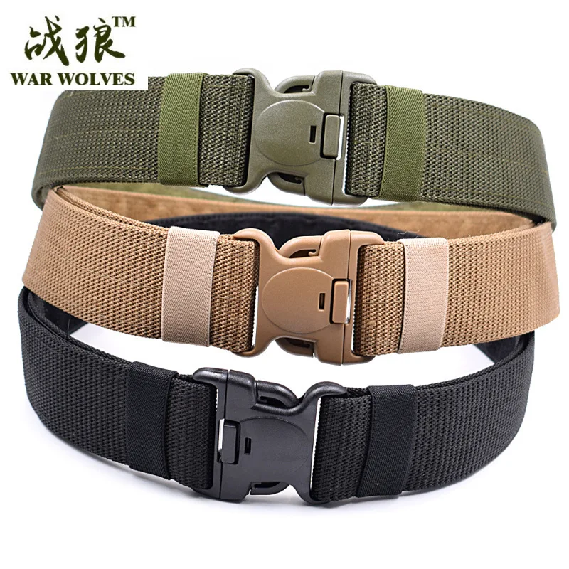 

2020 Combat 2 Inch Canvas Duty Tactical Sport Belt with Plastic Buckle Army Military Adjustable Outdoor Fan Hook Loop Waistband
