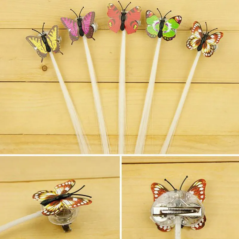 Z 10pcs Colorful Luminous Braid LED Flash Wig Braid With Butterfly Clip For Party LED Wig LightFlash Hair Clip Hair Accessories