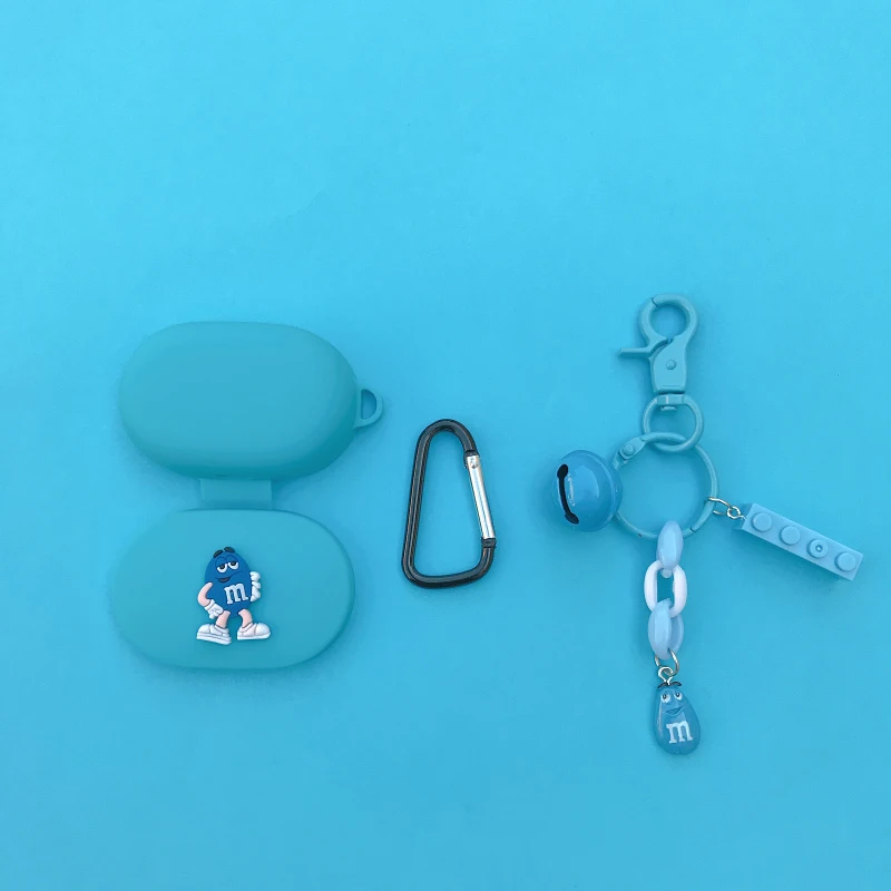Брелок с фигурками из мультфильмов милый чехол для Airdots чехол для Xiaomi Redmi Airdots Молодежный мягкий силиконовый защитный чехол зарядная сумка - Цвет: blue