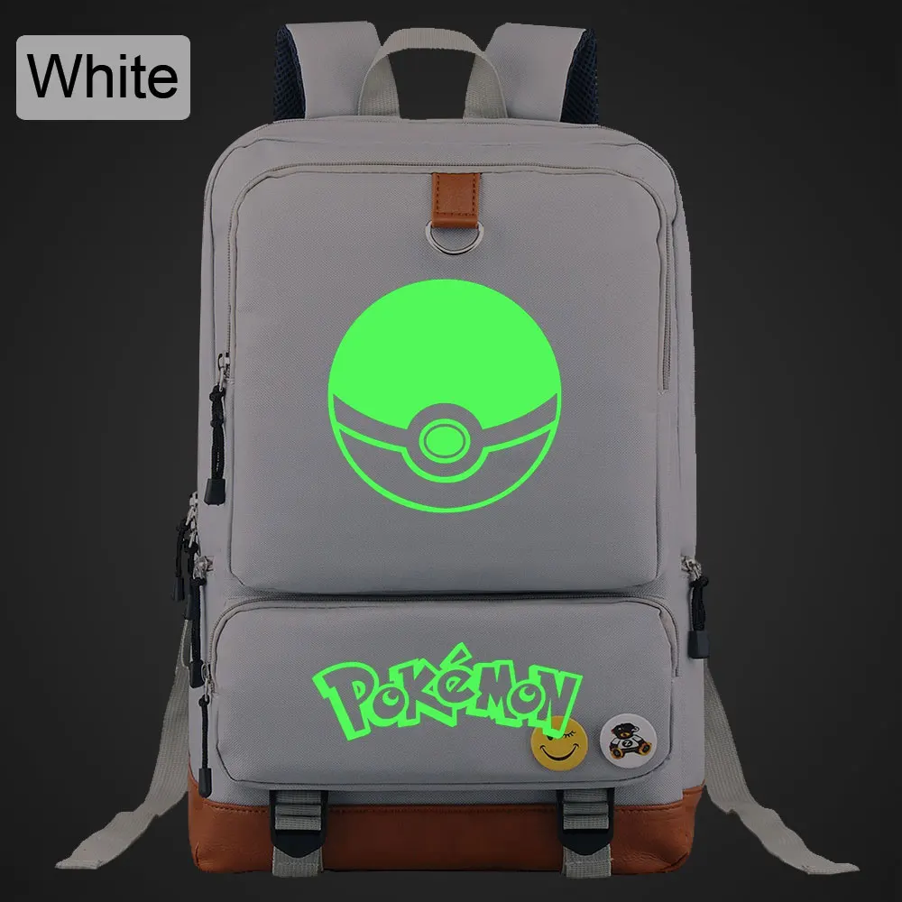 Green Luminous Pokemon Pikachu Boy Girl Book School bag Women Bagpack Teenagers Schoolbags Men Student Patchwork Backpack - Цвет: DL18-29