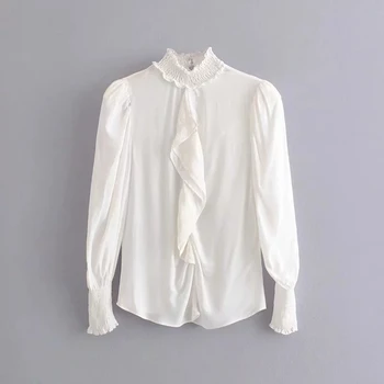 

Hchenli Brand 2019 Women Ruffle Collar Shirt White Blouse Whole sale