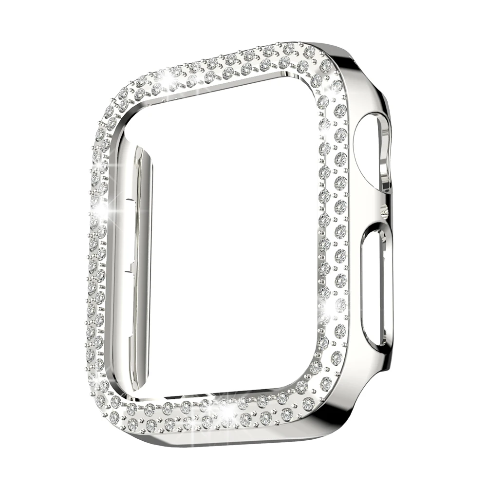 Diamond Cover for Apple Watch Case Series 7 6 SE 5 4 3 2 1 45mm 41mm for Iwatch 40mm 44mm 38MM 42MM Bumpe Protective Bling Cases
